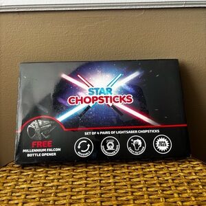 Star Chopsticks Lightsaber Chopsticks Set Black Box with Red & Blue Accents NEW!